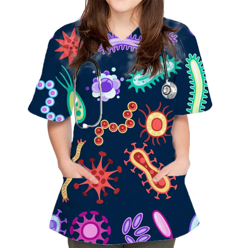 Nowe damskie bluzki z nadrukie – Medical Lab Uniform recenzja i cena